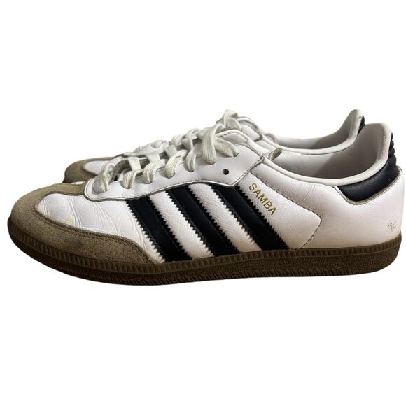 Adidas Samba OG Low Sneakers Men's 7.5 Women’s 8.5 White Black Gum Leather Shoes - Picture 1 of 8